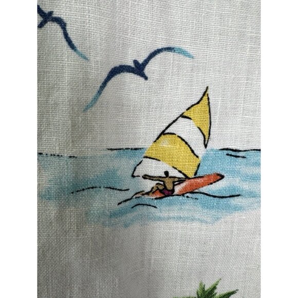 Hot Cotton Marc Ware Womens 1X Beach Island White Linen Top Cottagecore Resort - Picture 7 of 14